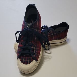 Adidas Nizza Platform Mid Plaid Sneakers, Size 9.5